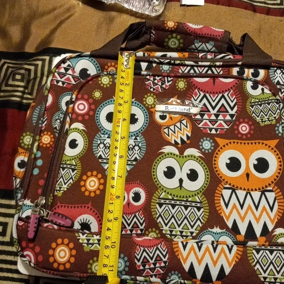 rockland owl tote tavel laptop bag with strap velcro closure new no tags multico - Picture 6 of 9